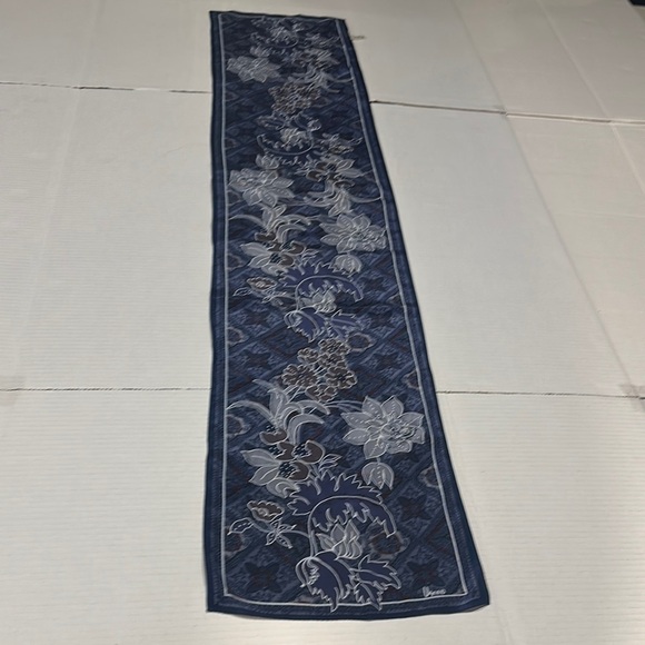 Vintage Ugra all silk Floral patterned Blue white maroon Gray Scarf lightweight - Picture 1 of 8